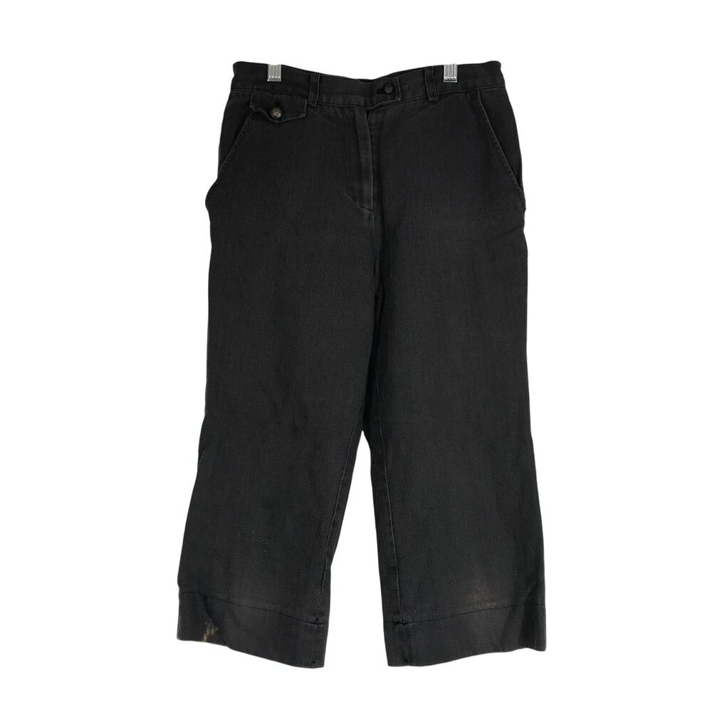 LOIS CRAYON - WOMEN'S MEDIUM - GRAY THREE POCKET BUTTON WAIST CAPRI'S